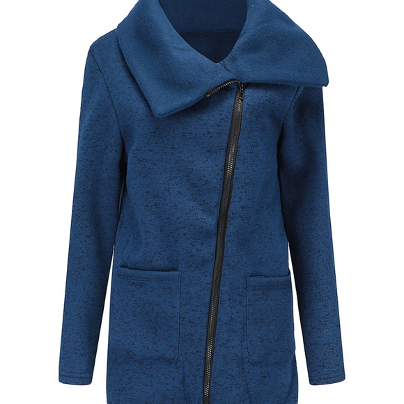 Fee et Rit Jackets & Blazers - NWT Blue Asymmetrical Zip Up Cardigan Jacket